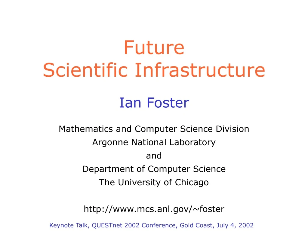 future scientific infrastructure