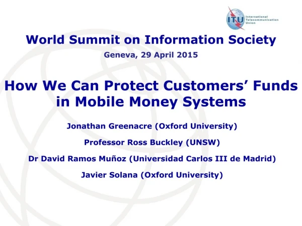 How We Can Protect Customers ’  Funds in Mobile Money Systems