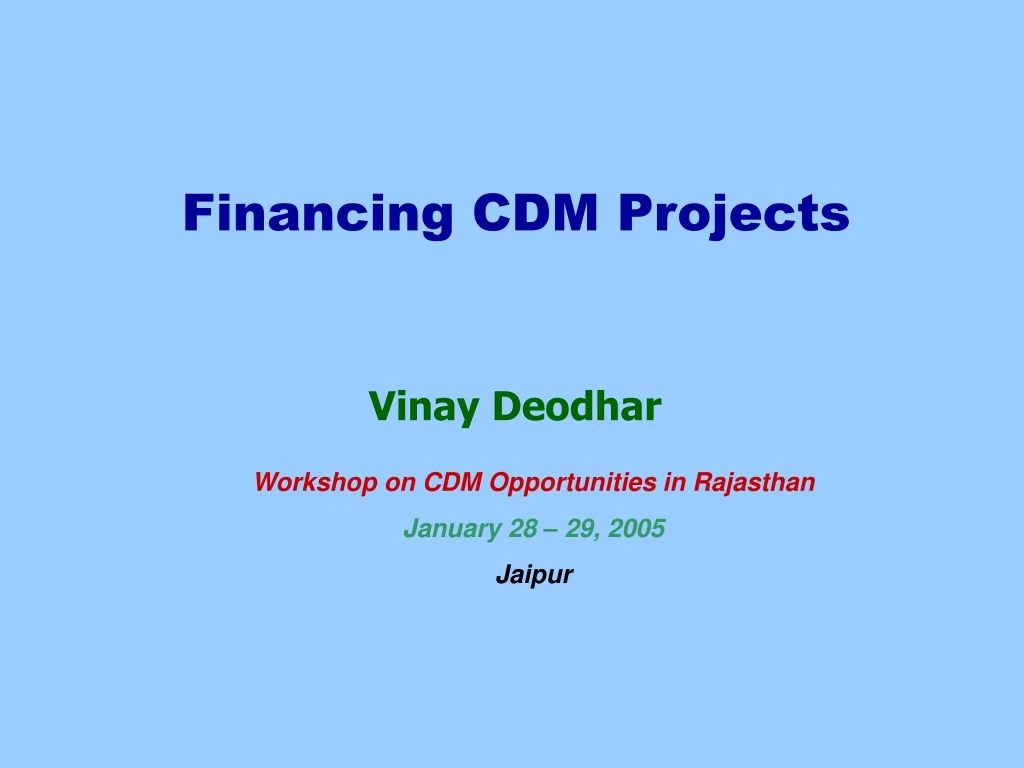 financing cdm projects