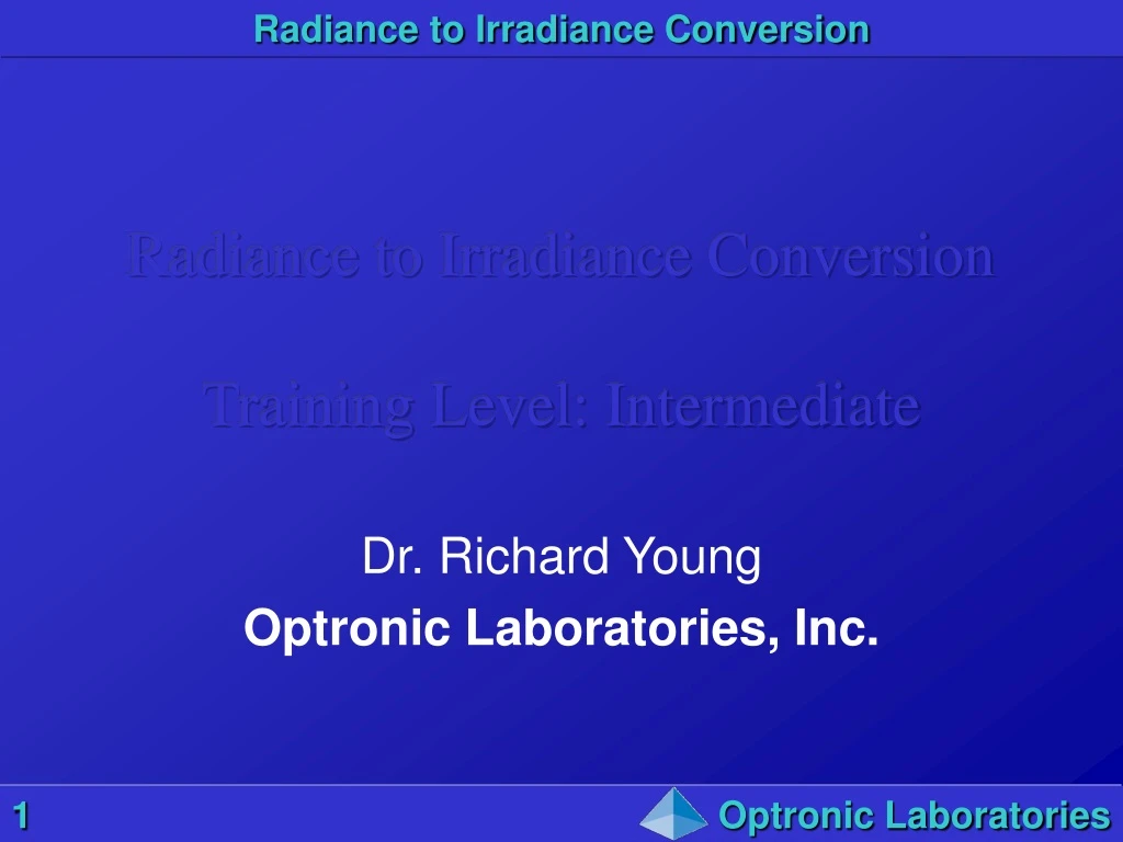 radiance to irradiance conversion training level intermediate