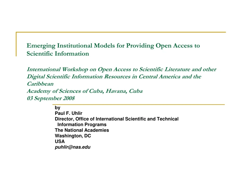 emerging institutional models for providing open
