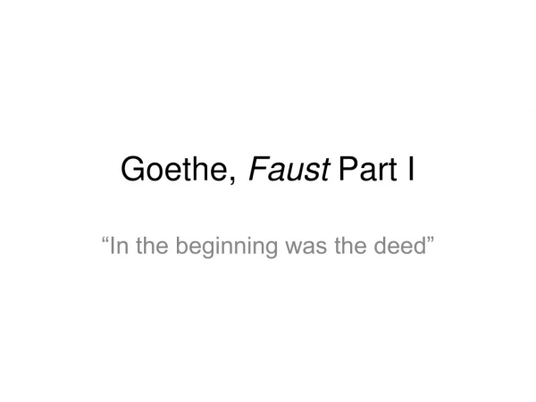 Goethe,  Faust  Part I