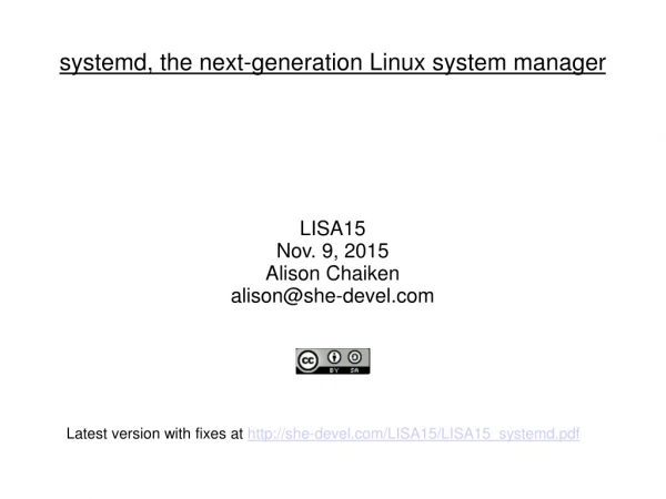 systemd, the next-generation Linux system manager