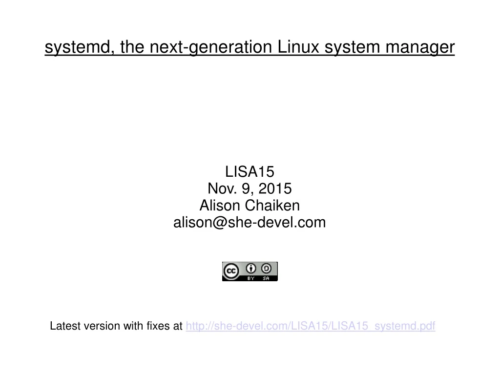 systemd the next generation linux system manager