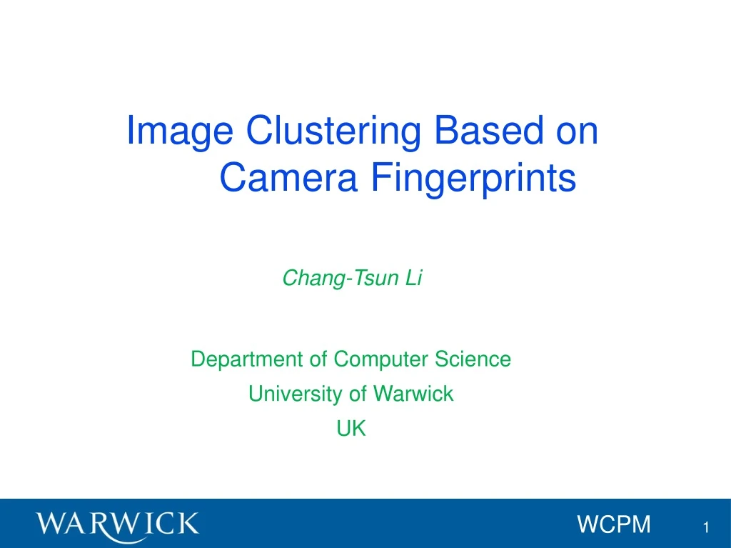 image clustering based on camera fingerprints