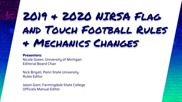 2019 &amp; 2020 NIRSA Flag and Touch Football Rules &amp; Mechanics Changes