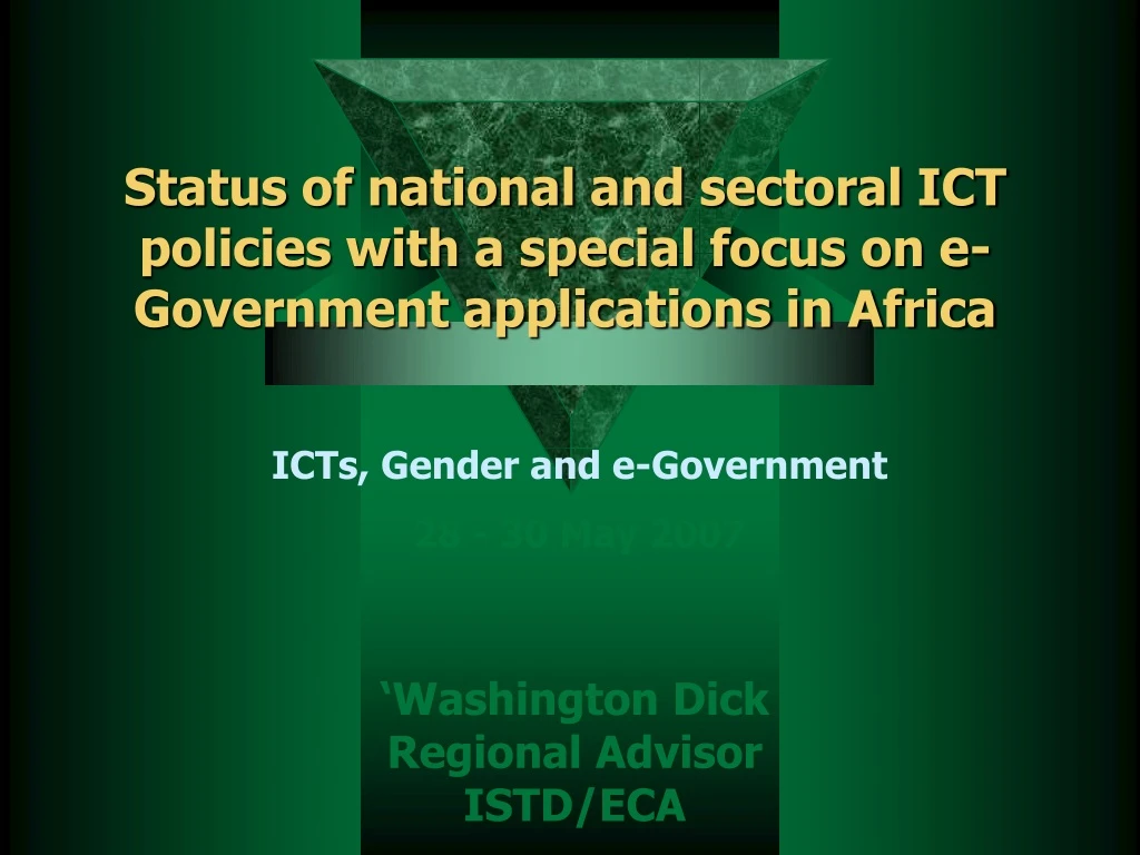 status of national and sectoral ict policies with