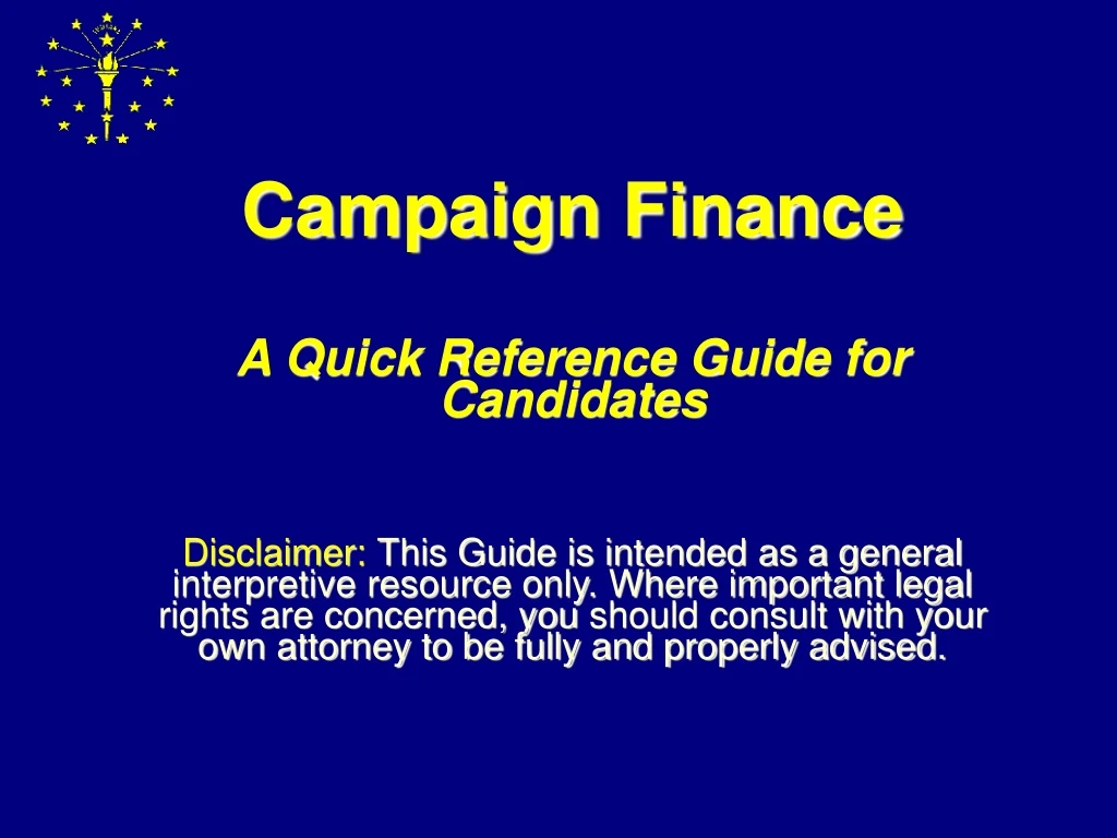 campaign finance a quick reference guide