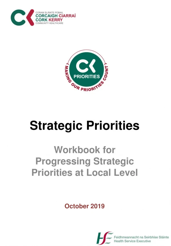Strategic Priorities Workbook for Progressing Strategic Priorities at Local Level October 2019