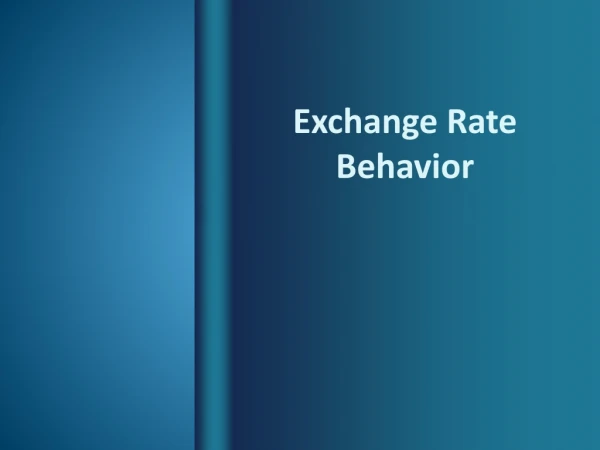 Exchange Rate Behavior