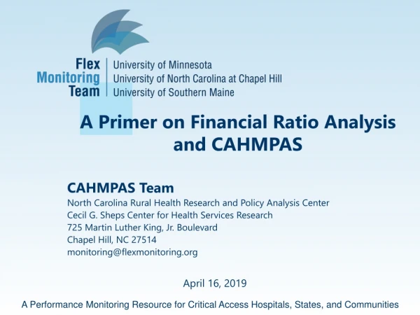 A Primer on Financial Ratio Analysis and CAHMPAS