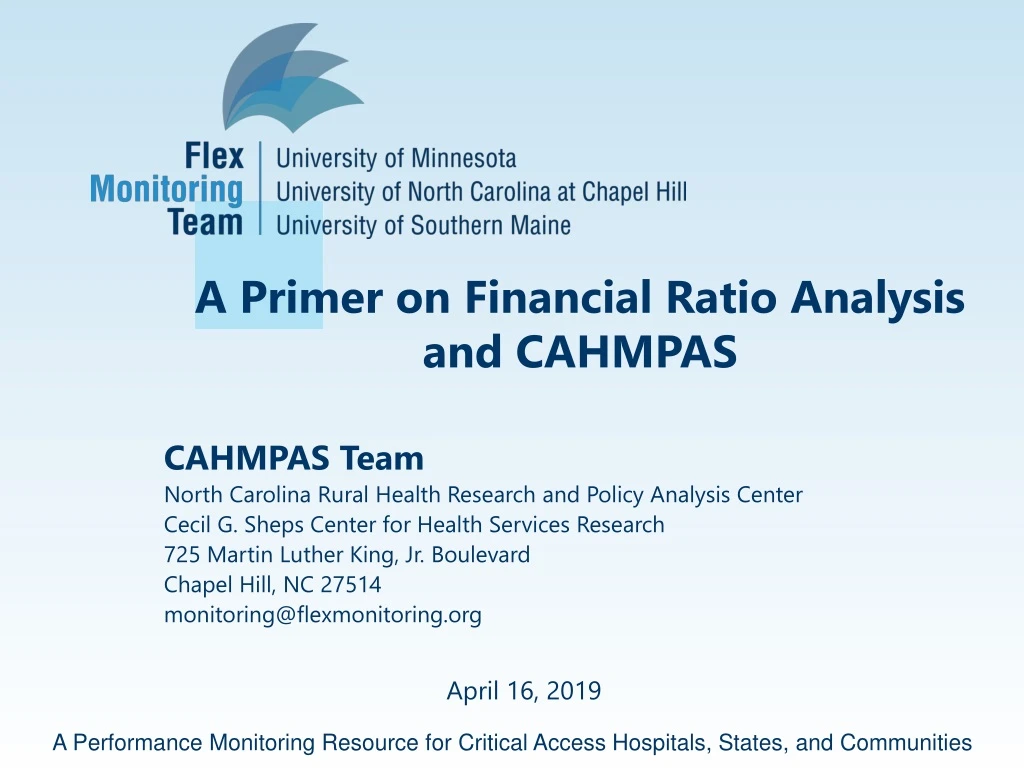 a primer on financial ratio analysis and cahmpas