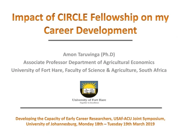 Impact of CIRCLE Fellowship on my Career Development