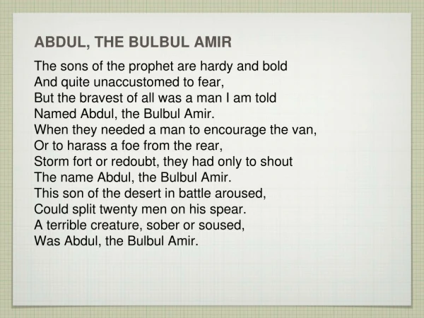 ABDUL, THE BULBUL AMIR