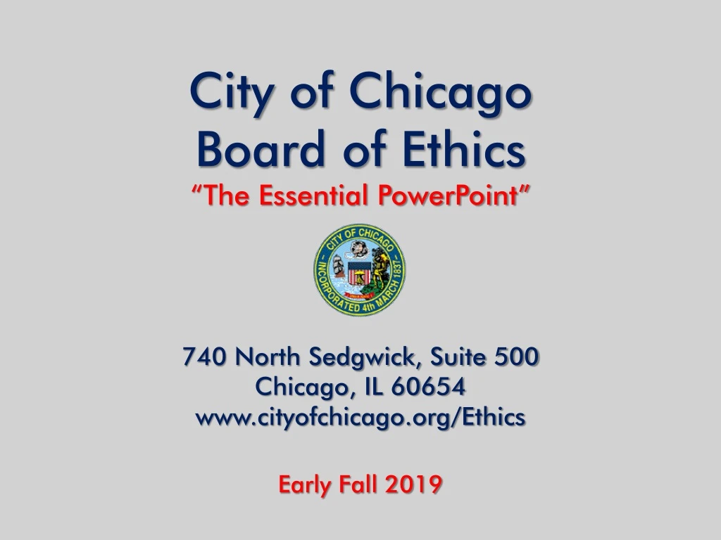city of chicago board of ethics the essential