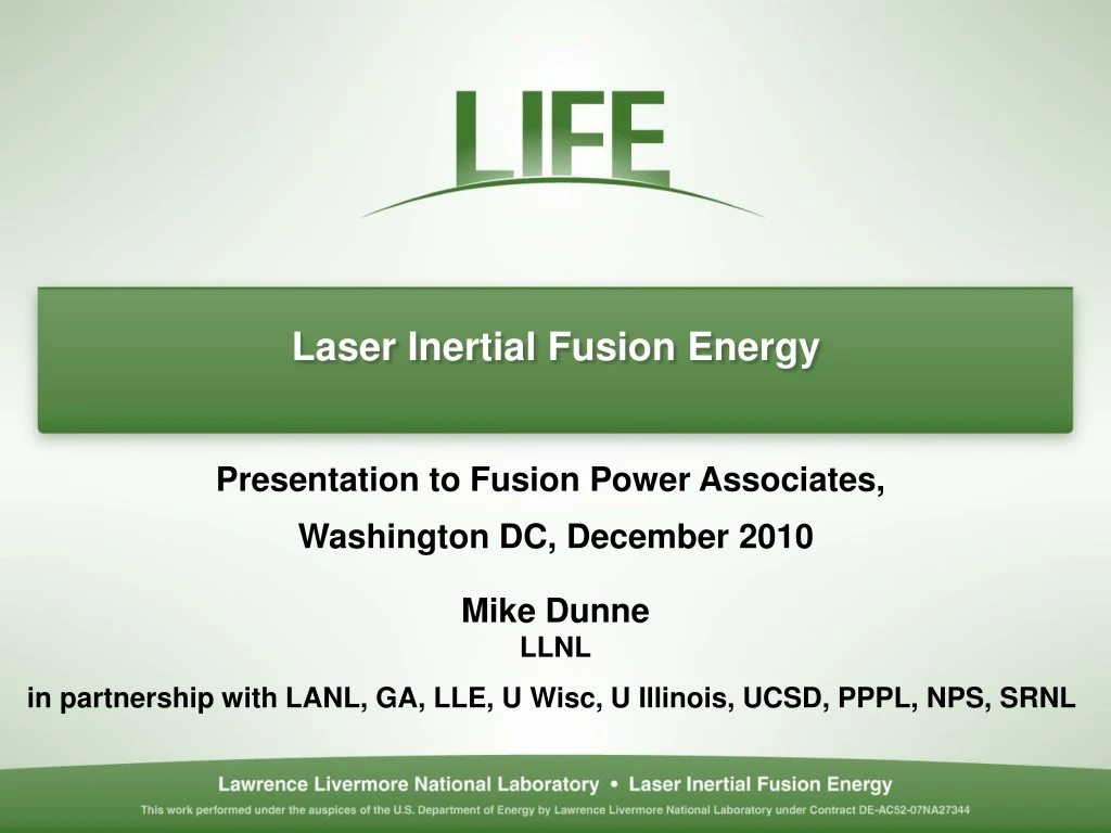laser inertial fusion energy