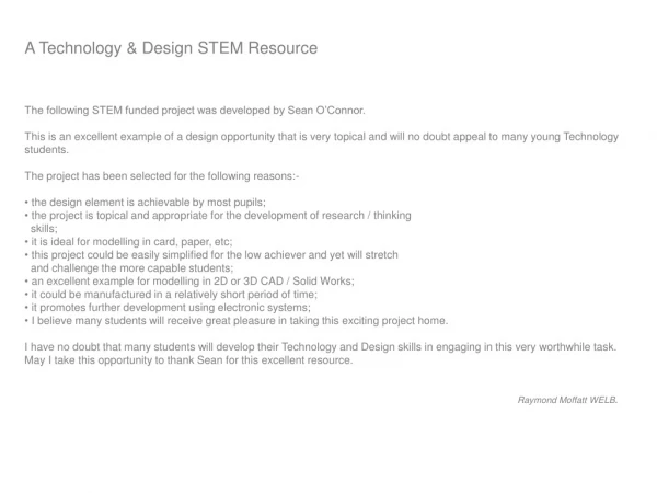 A Technology &amp; Design STEM Resource