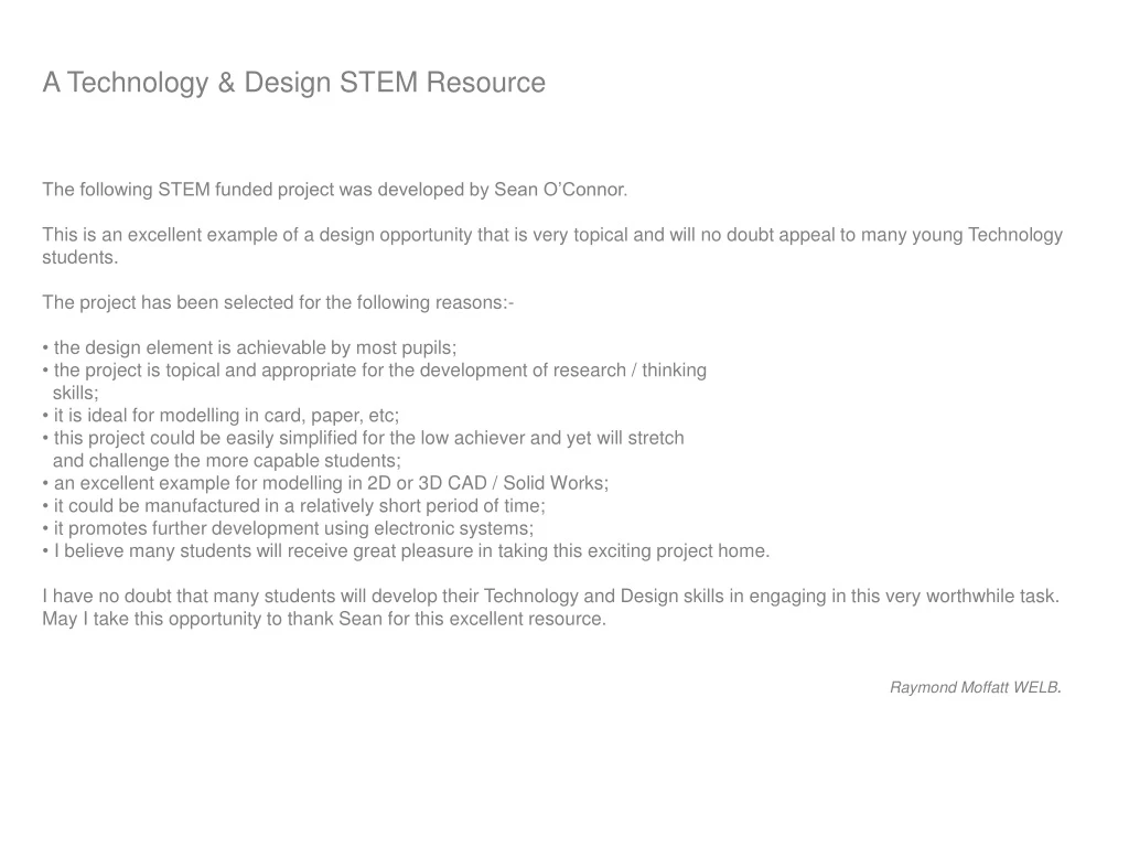 a technology design stem resource the following