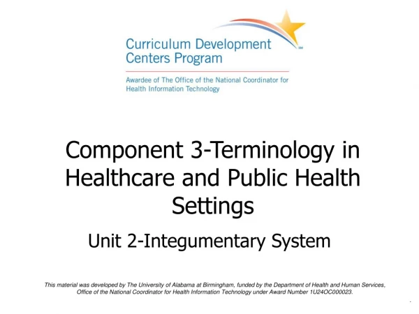 Component 3-Terminology in Healthcare and Public Health Settings