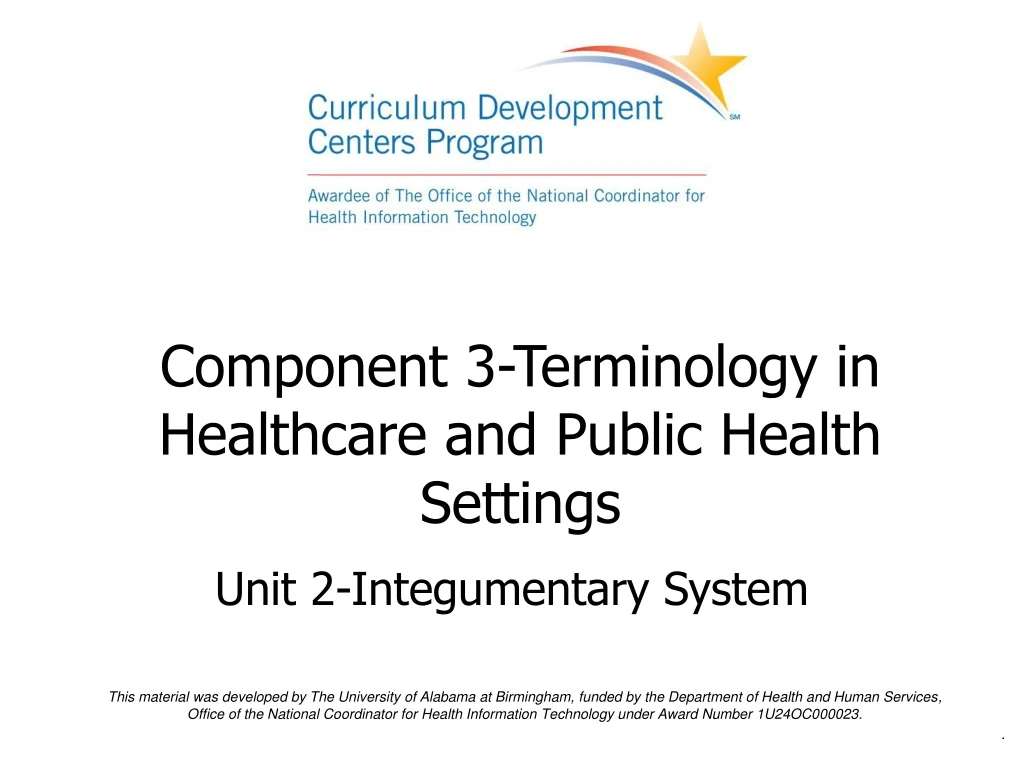 component 3 terminology in healthcare and public health settings