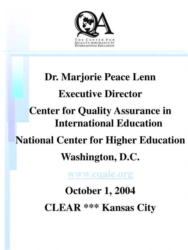 Dr. Marjorie Peace Lenn Executive Director