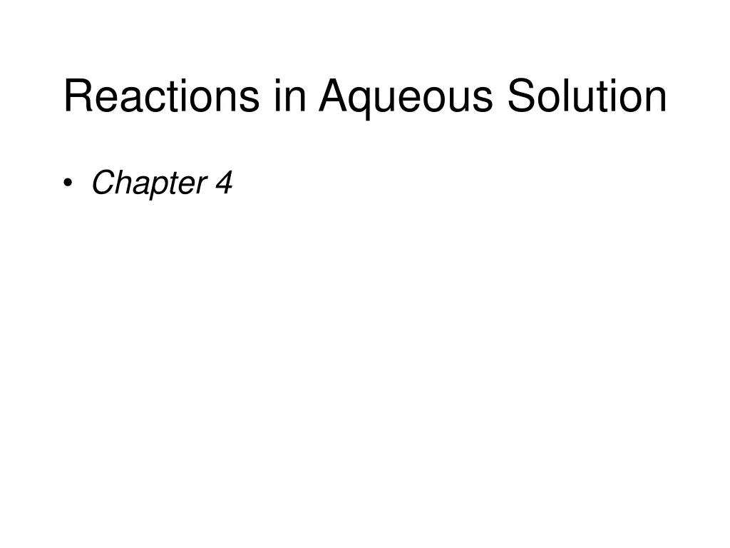 reactions in aqueous solution