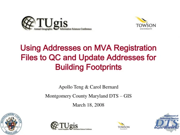 Using Addresses on MVA Registration Files to QC and Update Addresses for Building Footprints