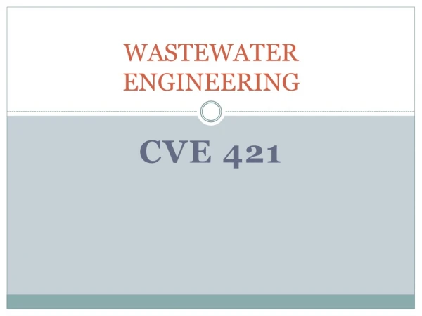 WASTEWATER ENGINEERING