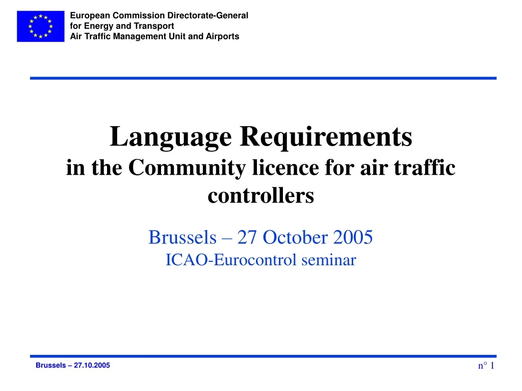 language requirements in the community licence for air traffic controllers