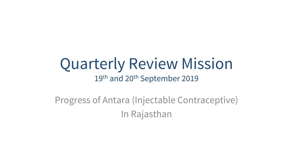 quarterly review mission 19 th and 20 th september 2019