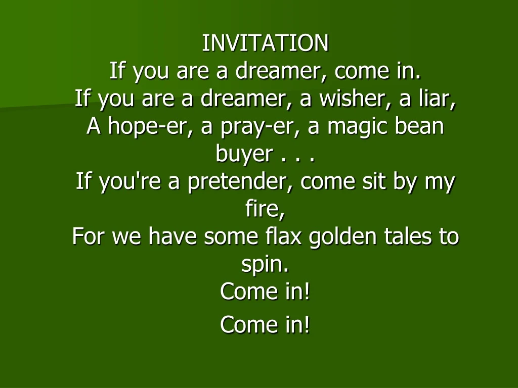 invitation if you are a dreamer come