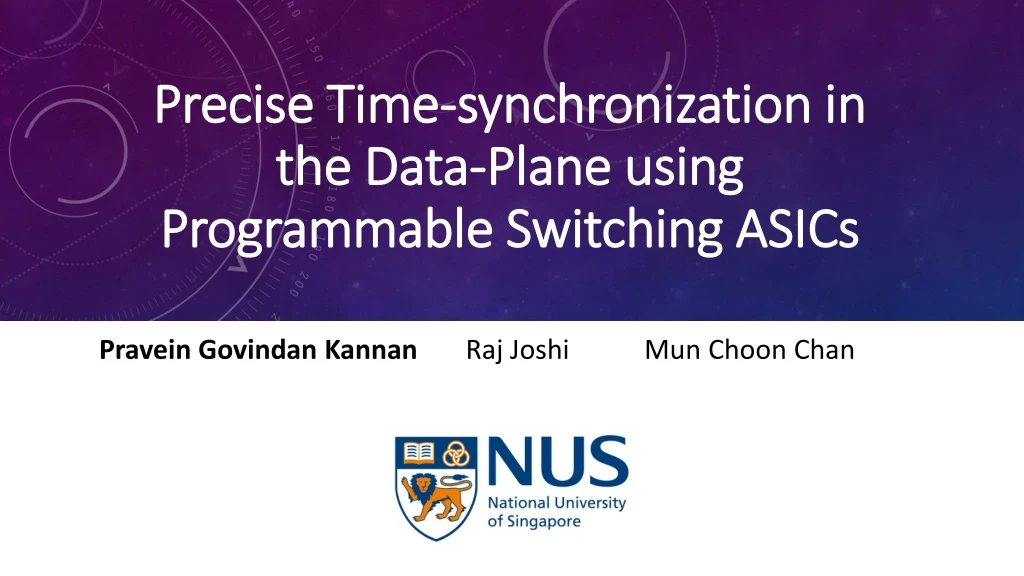 precise time synchronization in the data plane using programmable switching asics