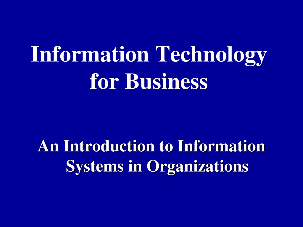 information technology for business