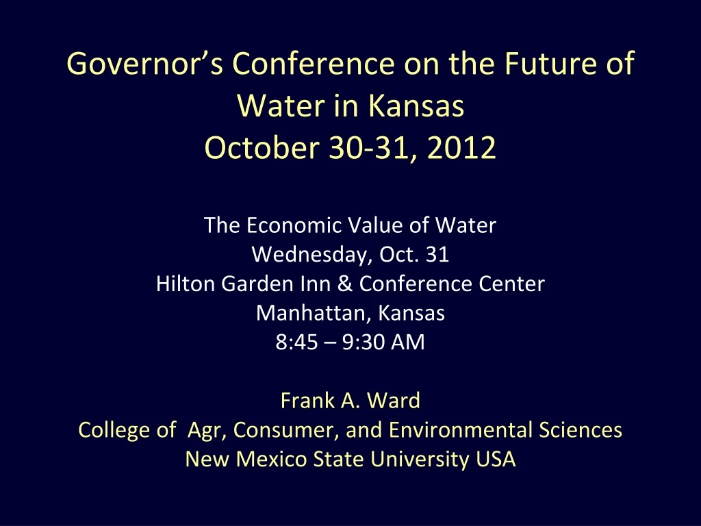 governor s conference on the future of water