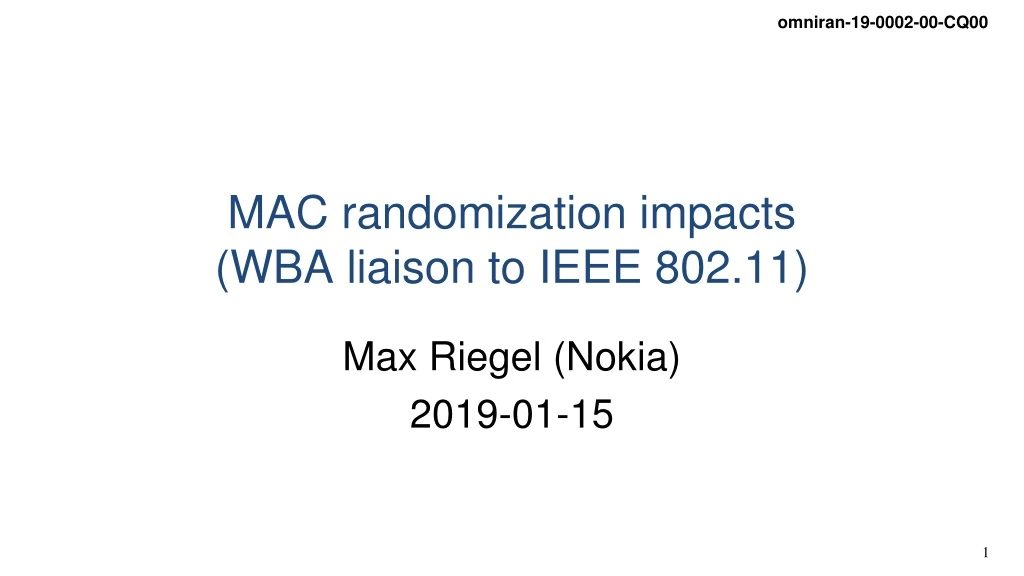 mac randomization impacts wba liaison to ieee 802 11