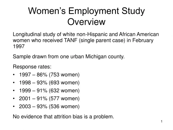 Women’s Employment Study  Overview