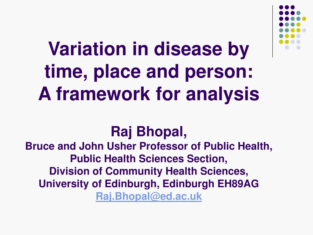 variation in disease by time place and person