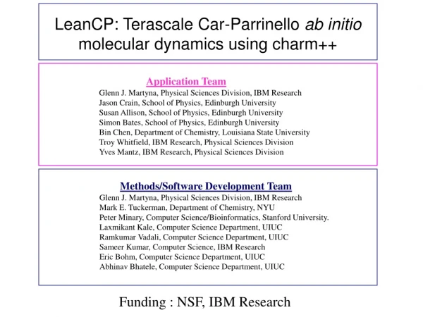 LeanCP: Terascale Car-Parrinello  ab initio  molecular dynamics using charm++