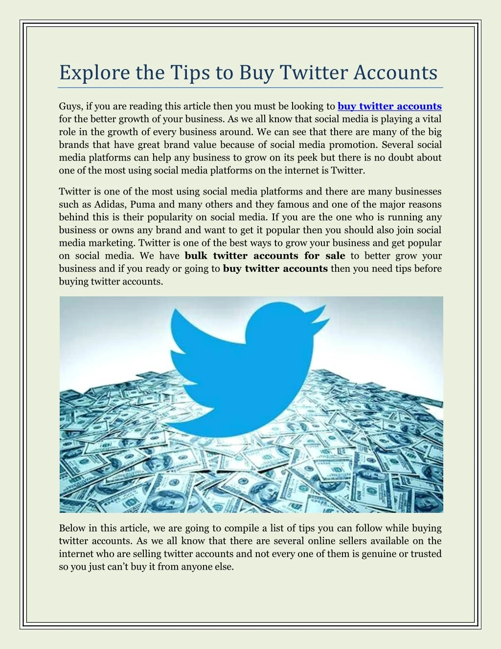 explore the tips to buy twitter accounts