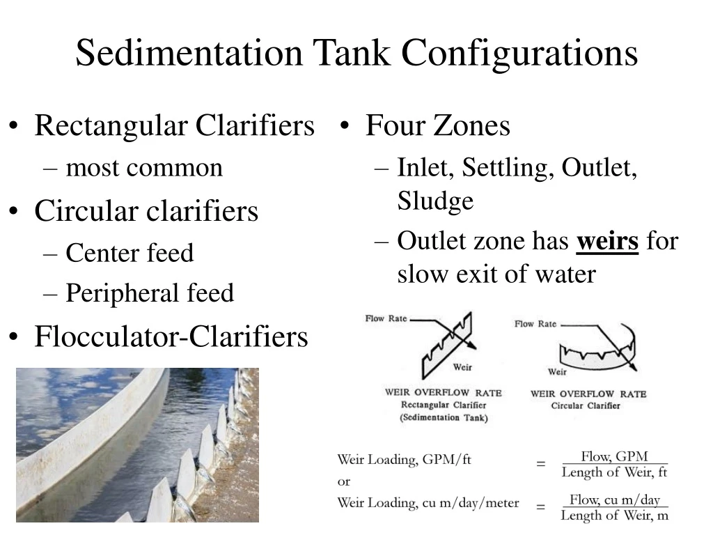 sedimentation tank configurations