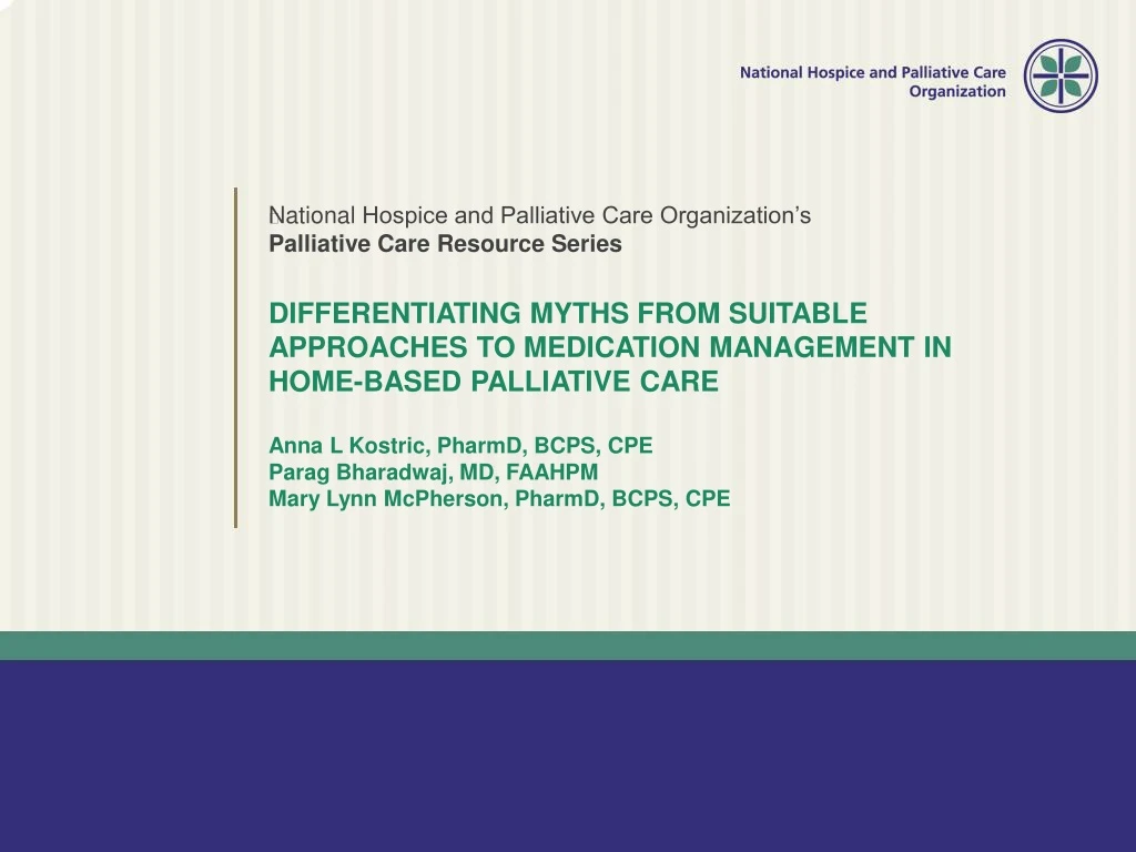 n ational hospice and palliative care organization s palliative care resource series