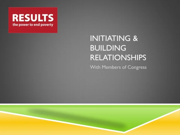 Initiating &amp; Building Relationships