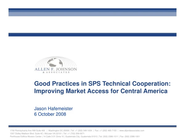 Good Practices in SPS Technical Cooperation: Improving Market Access for Central America