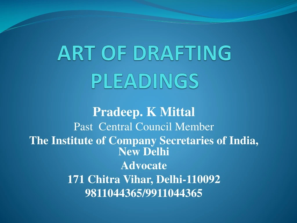 art of drafting pleadings