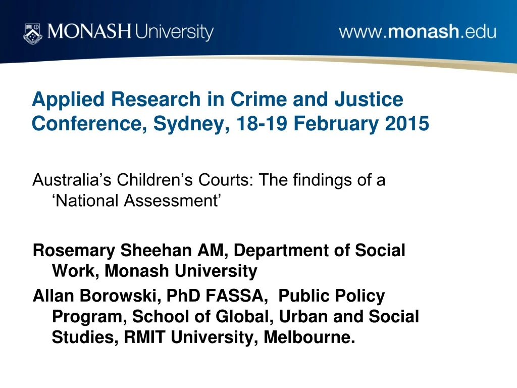 applied research in crime and justice conference sydney 18 19 february 2015