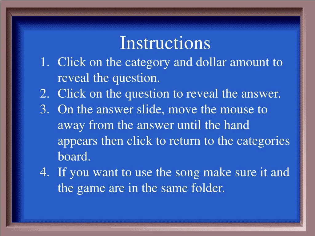 instructions click on the category and dollar