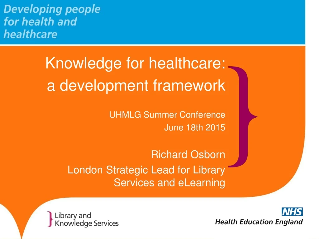 knowledge for healthcare a development framework