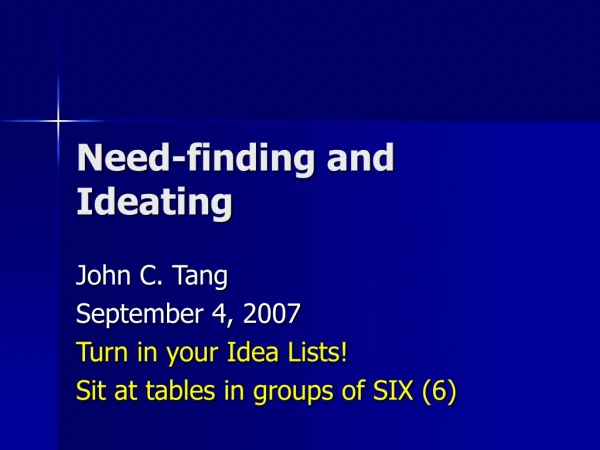 Need-finding and Ideating