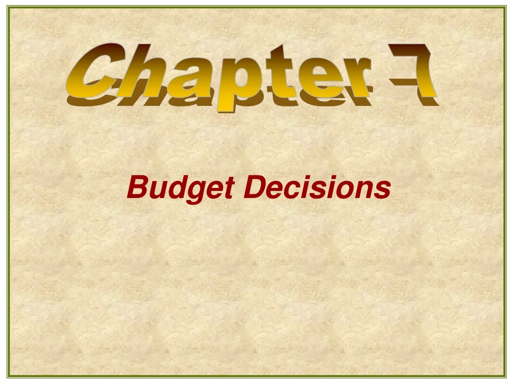 budget decisions