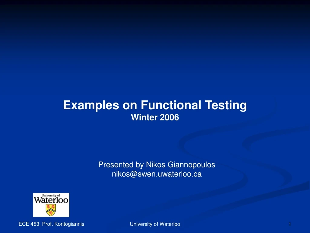 examples on functional testing winter 2006